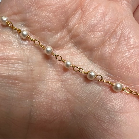 Gold Filled Faux Pearl 24” Rosary Necklace/Glasses Chain - Picture 2 of 6